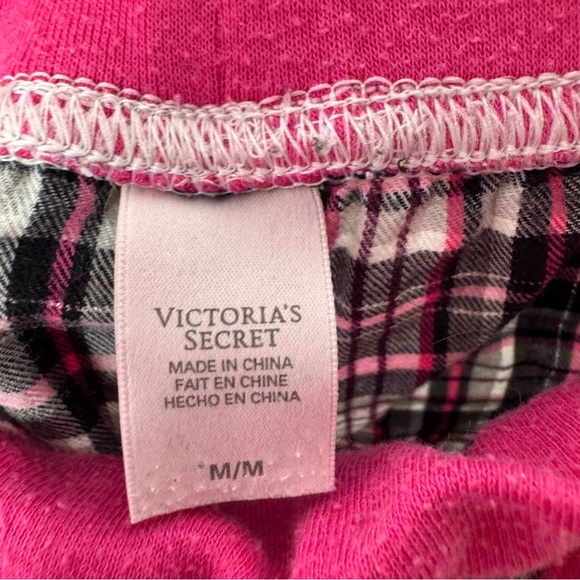 Victoria’s Secret pants plaid stripes silver sparkly thread pink waistband - Picture 8 of 13